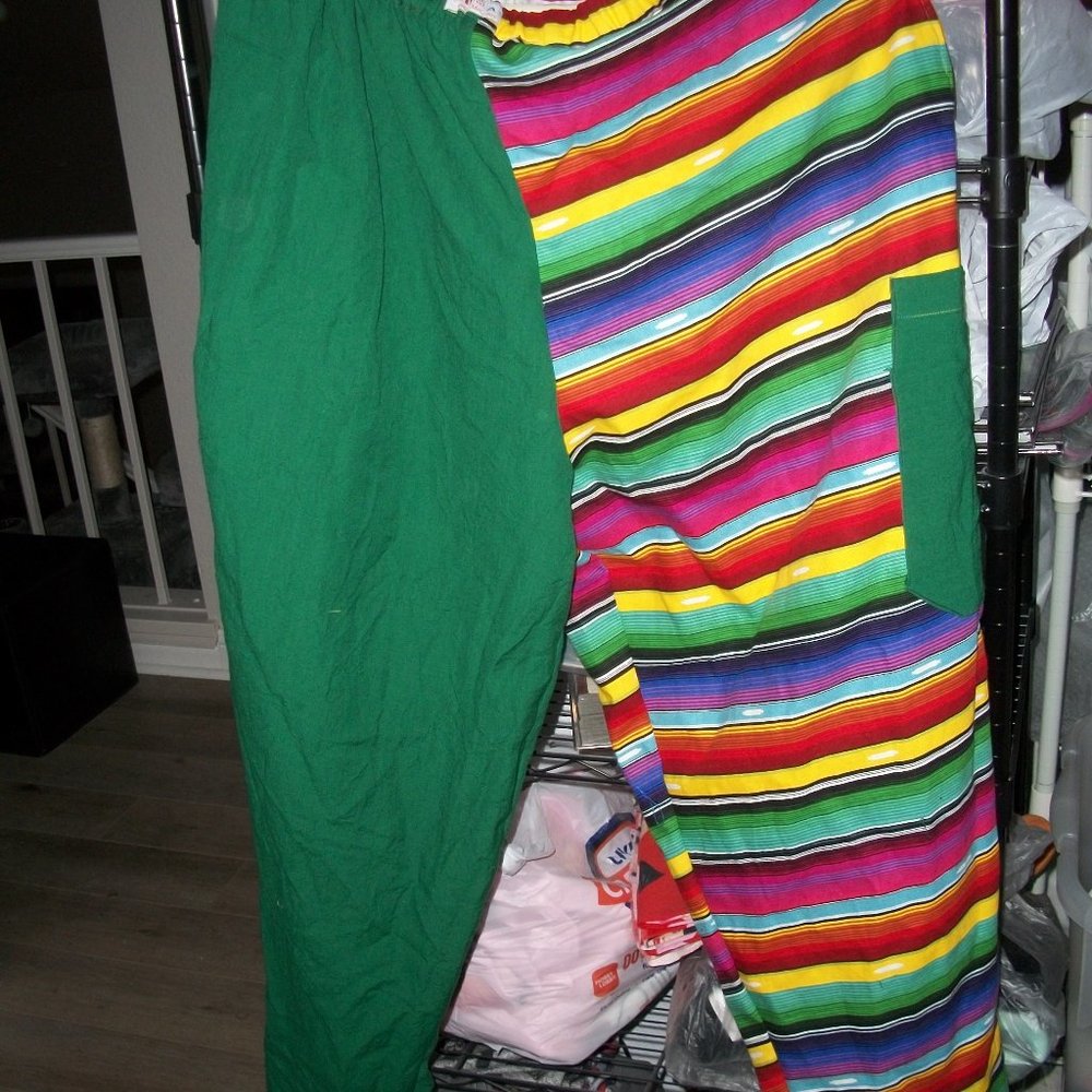 Unisex Large Elastic Waist Multi Fabric 5 Pocket Pants-Homemade-Unique!